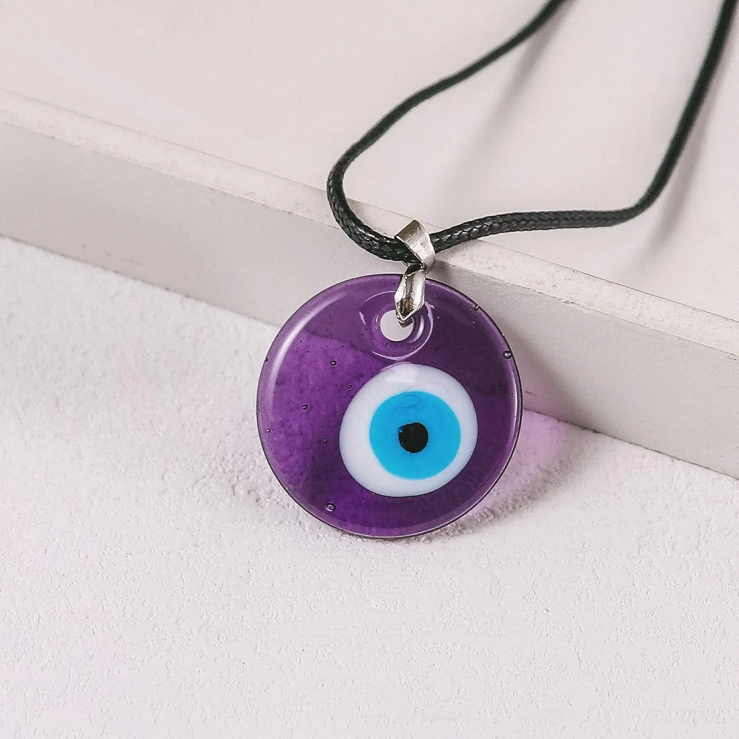 Fuqimanman2020 Lucky Blue Glass Turkish Evil Eye Pendant Necklace Set Leather Rope Hamsa Hand for Women Men Protection Ojo Prayer Religious Amulet Jewelry