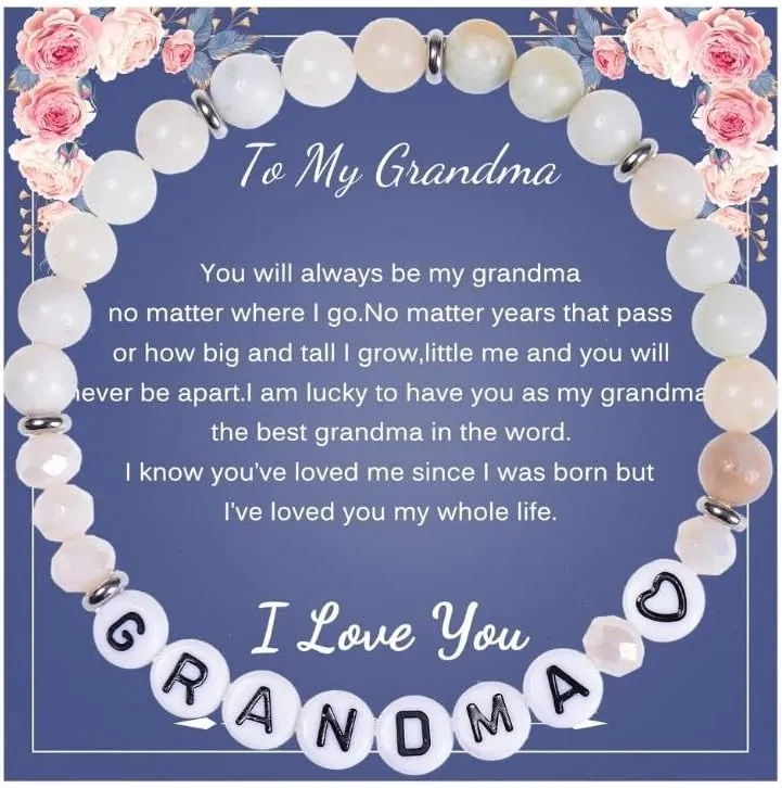 Fuqimanman2020 Monthers Day Gift for Best Mama Grandma 6MM Natural Stones Bracelets Christmas Birthday Valentines Jewelry Gift