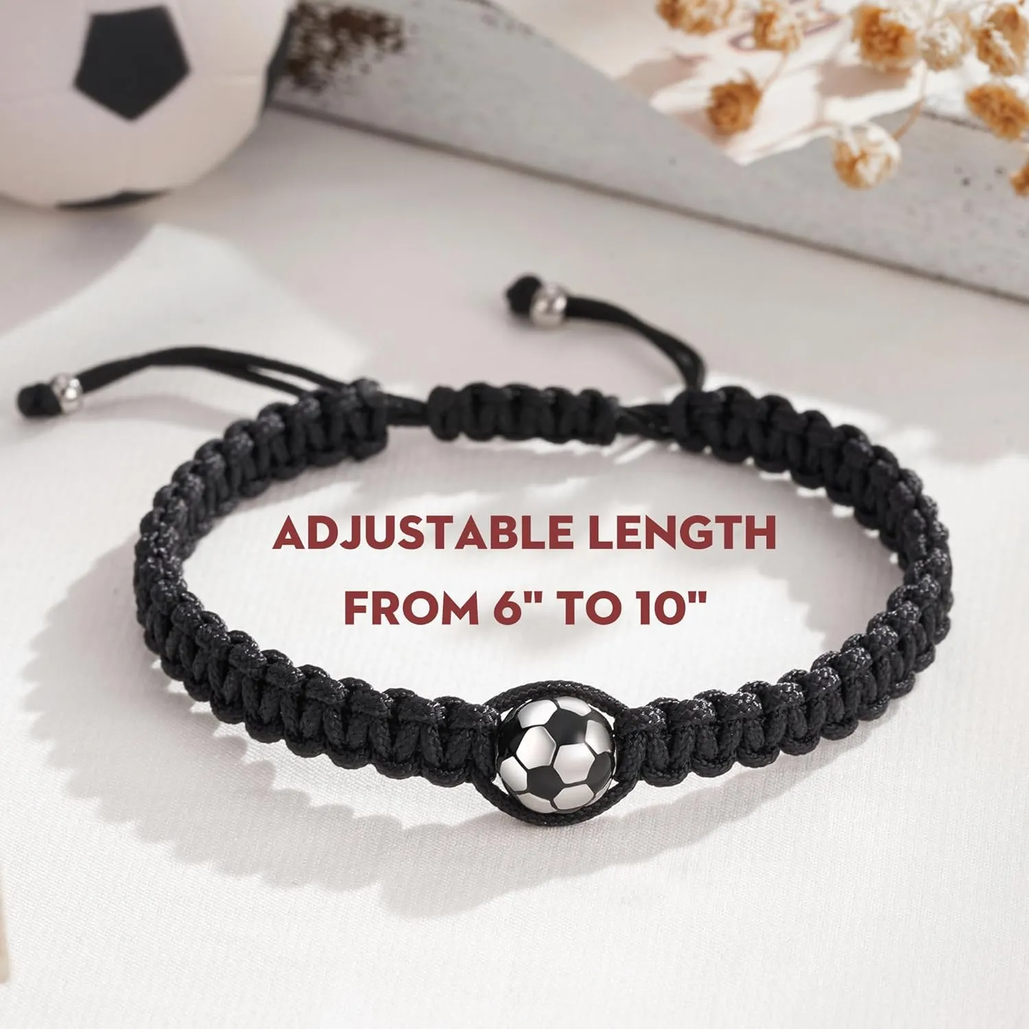FYUKISS Baseball Football Soccer Gifts, Adjustable Braided Baseball Bracelets for Teen Ideas with Message Gift Card