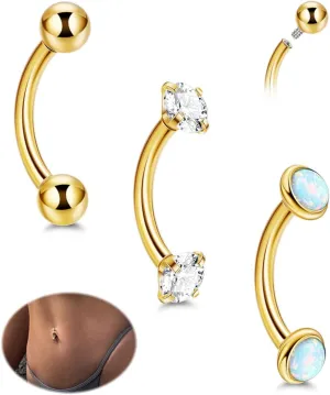 G23 14G Titanium Small Belly Button Rings for Women Internally Threaded Belly Rings Hypoallergenic CZ Opal Navel Rings Tiny Eyebrow Lip Labert Rook Belly Piercing Jewelry 6-16MM