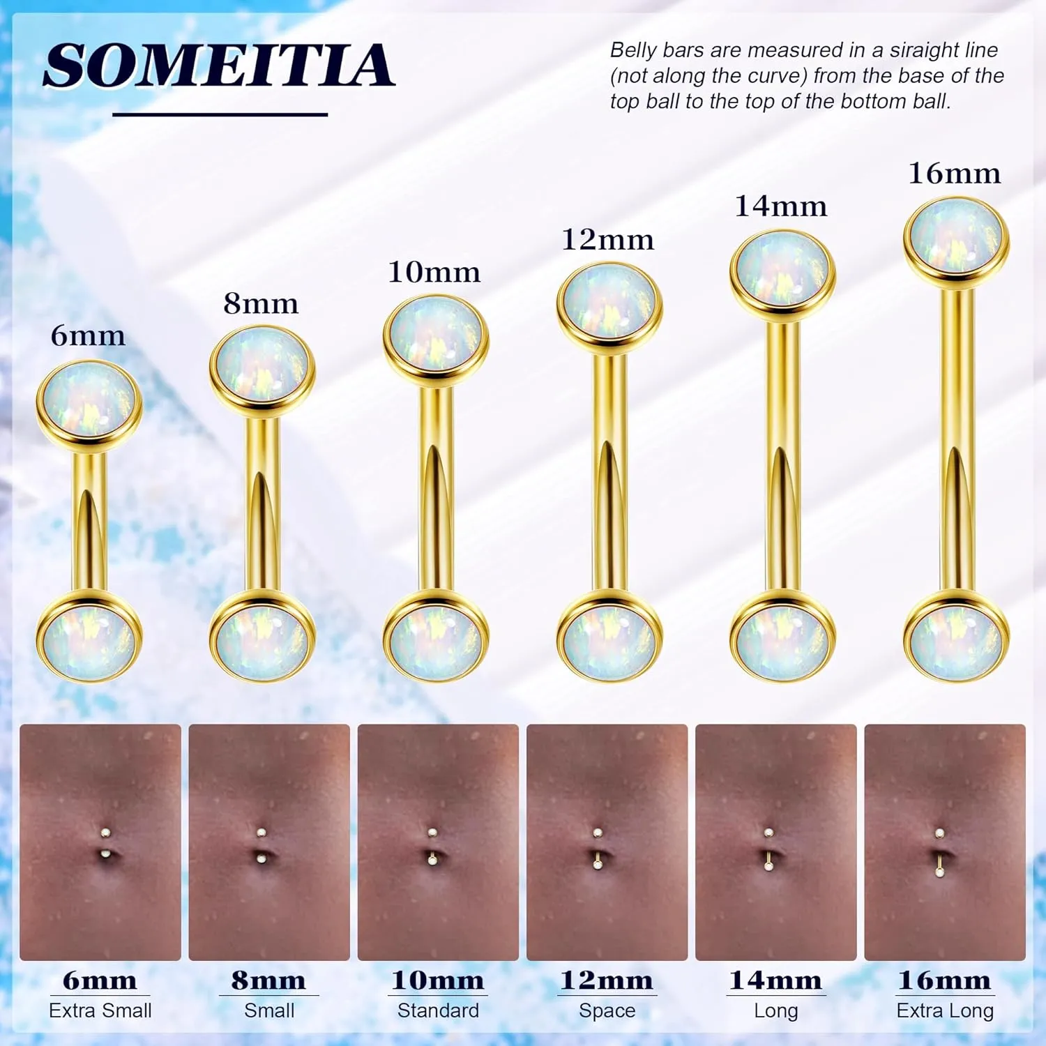 G23 14G Titanium Small Belly Button Rings for Women Internally Threaded Belly Rings Hypoallergenic CZ Opal Navel Rings Tiny Eyebrow Lip Labert Rook Belly Piercing Jewelry 6-16MM