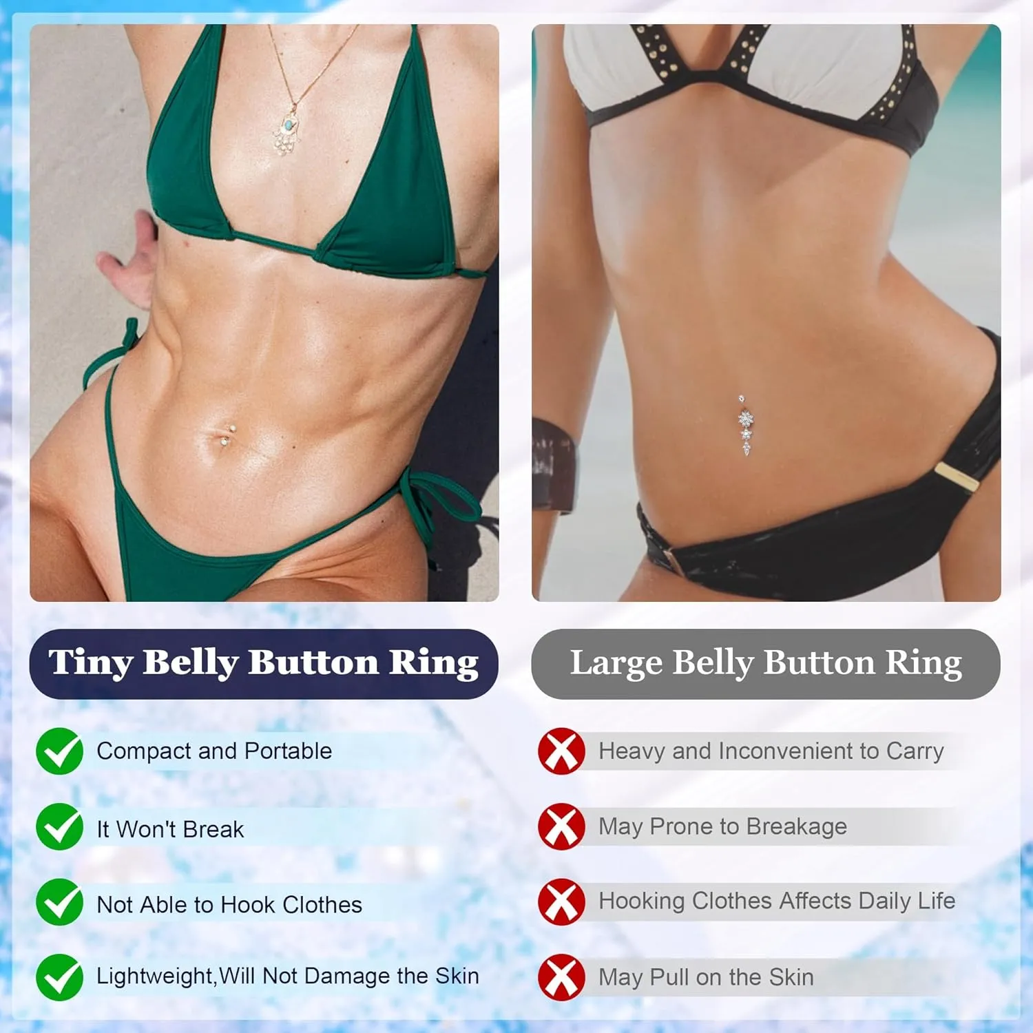 G23 14G Titanium Small Belly Button Rings for Women Internally Threaded Belly Rings Hypoallergenic CZ Opal Navel Rings Tiny Eyebrow Lip Labert Rook Belly Piercing Jewelry 6-16MM
