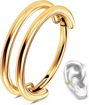 G23 Titanium Conch Piercing Jewelry Hoop: 16G 8mm/10mm/12mm Diamond Cartilage Earring Helix Double Piercing Hoop Septum Rings Hypoallergenic Nose Rings Hinged Segment Clicker Lip Rings Rook Daith Tragus Earrings