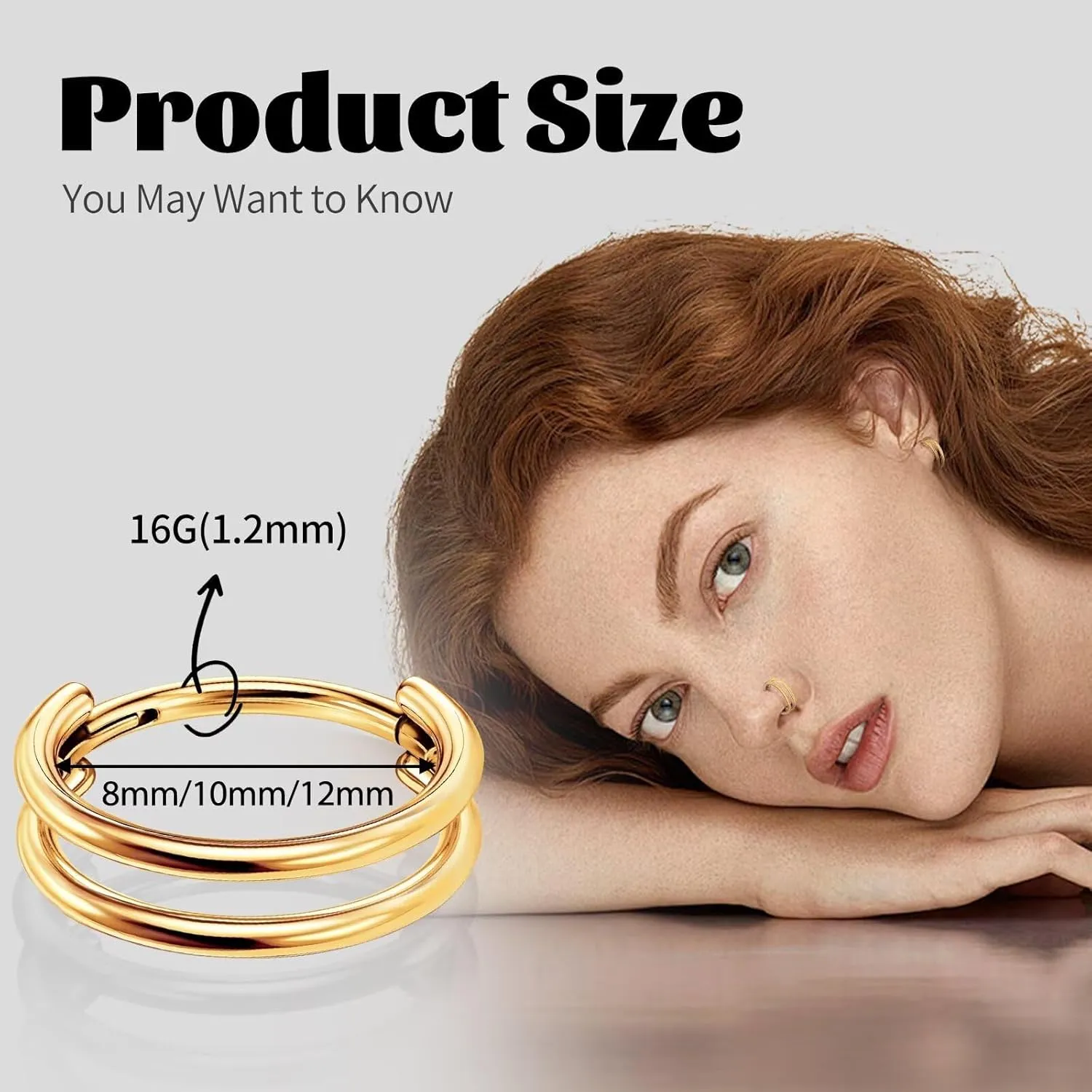 G23 Titanium Conch Piercing Jewelry Hoop: 16G 8mm/10mm/12mm Diamond Cartilage Earring Helix Double Piercing Hoop Septum Rings Hypoallergenic Nose Rings Hinged Segment Clicker Lip Rings Rook Daith Tragus Earrings
