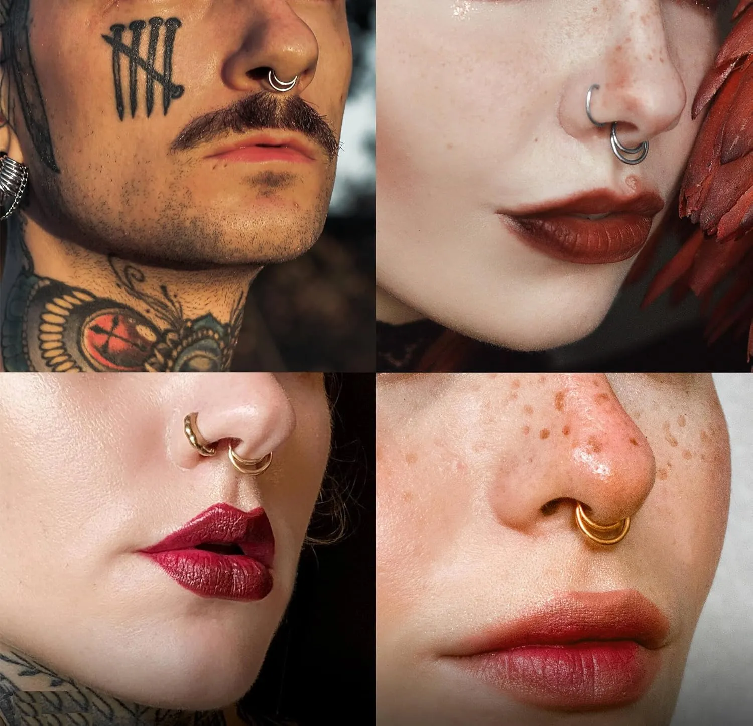 G23 Titanium Nose Ring Hoop for Women Men, 16G Gold Septum Rings, Helix Tragus Cartilage Rook Earrings Piercing Jewelry