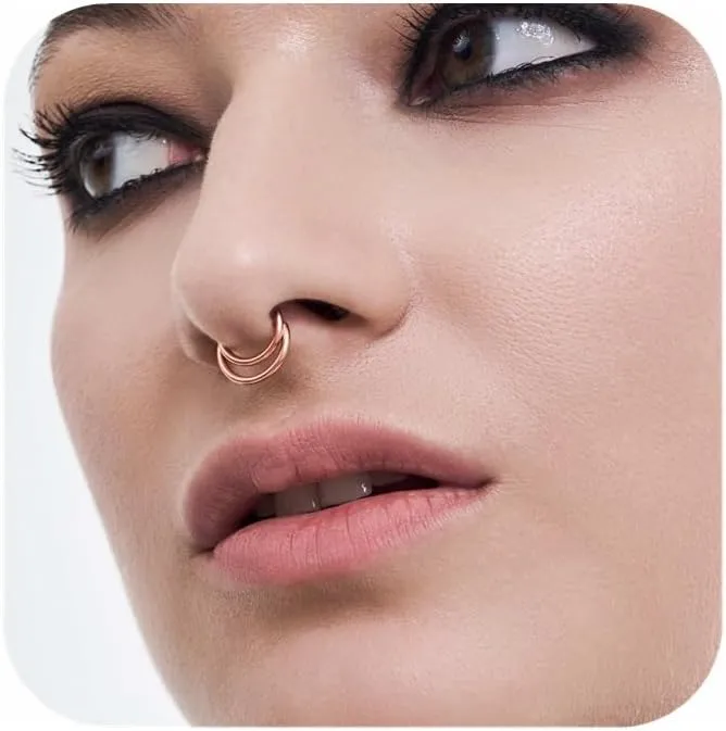 G23 Titanium Nose Ring Hoop for Women Men, 16G Gold Septum Rings, Helix Tragus Cartilage Rook Earrings Piercing Jewelry