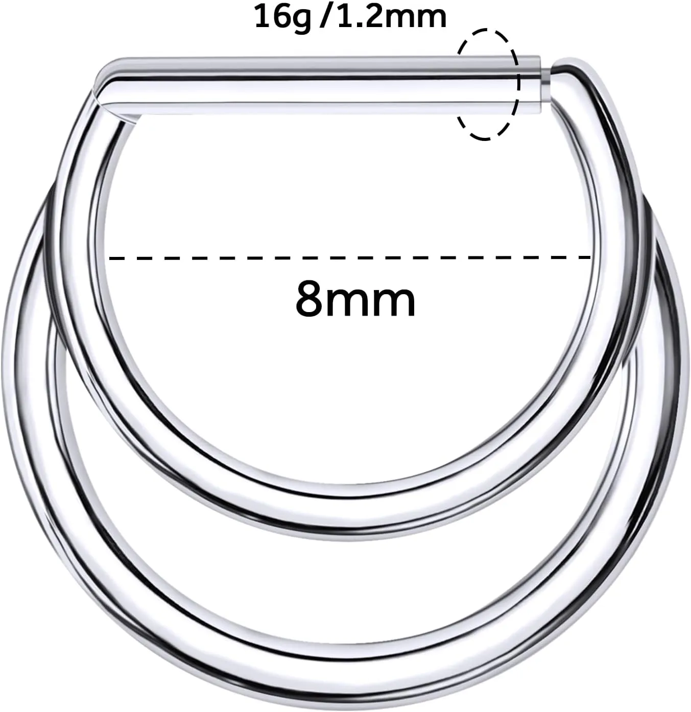 G23 Titanium Nose Ring Hoop for Women Men, 16G Gold Septum Rings, Helix Tragus Cartilage Rook Earrings Piercing Jewelry