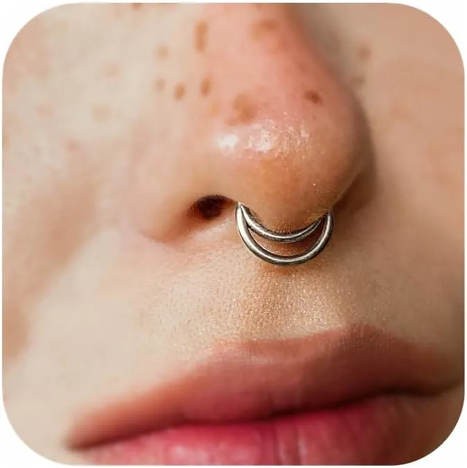 G23 Titanium Nose Ring Hoop for Women Men, 16G Gold Septum Rings, Helix Tragus Cartilage Rook Earrings Piercing Jewelry