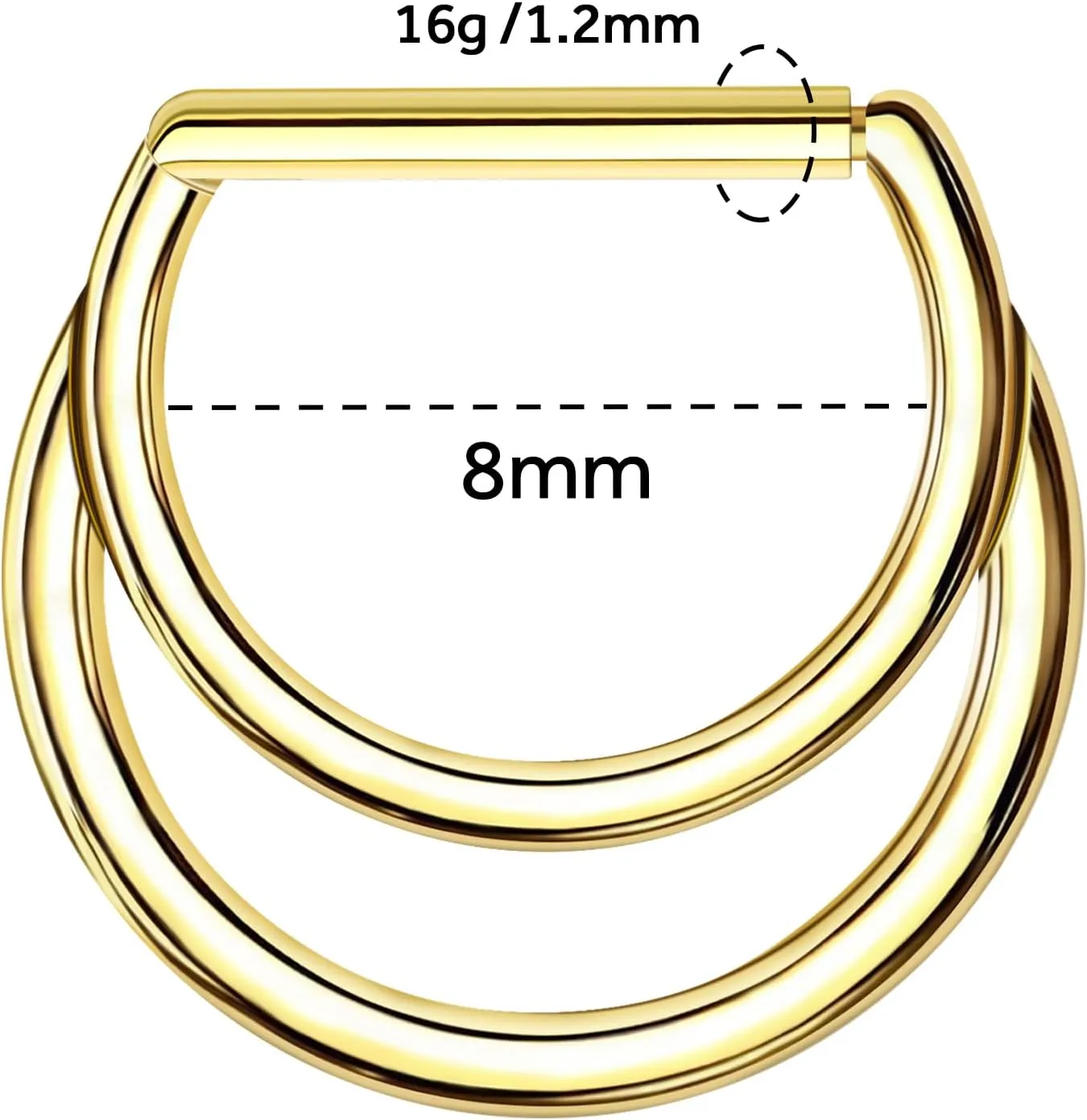 G23 Titanium Nose Ring Hoop for Women Men, 16G Gold Septum Rings, Helix Tragus Cartilage Rook Earrings Piercing Jewelry