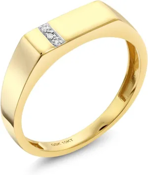 Gem Stone King Men's 10K Solid Yellow Gold White Diamond Wedding Anniversary Ring (Available In Size 7,8,9,10,11,12,13)
