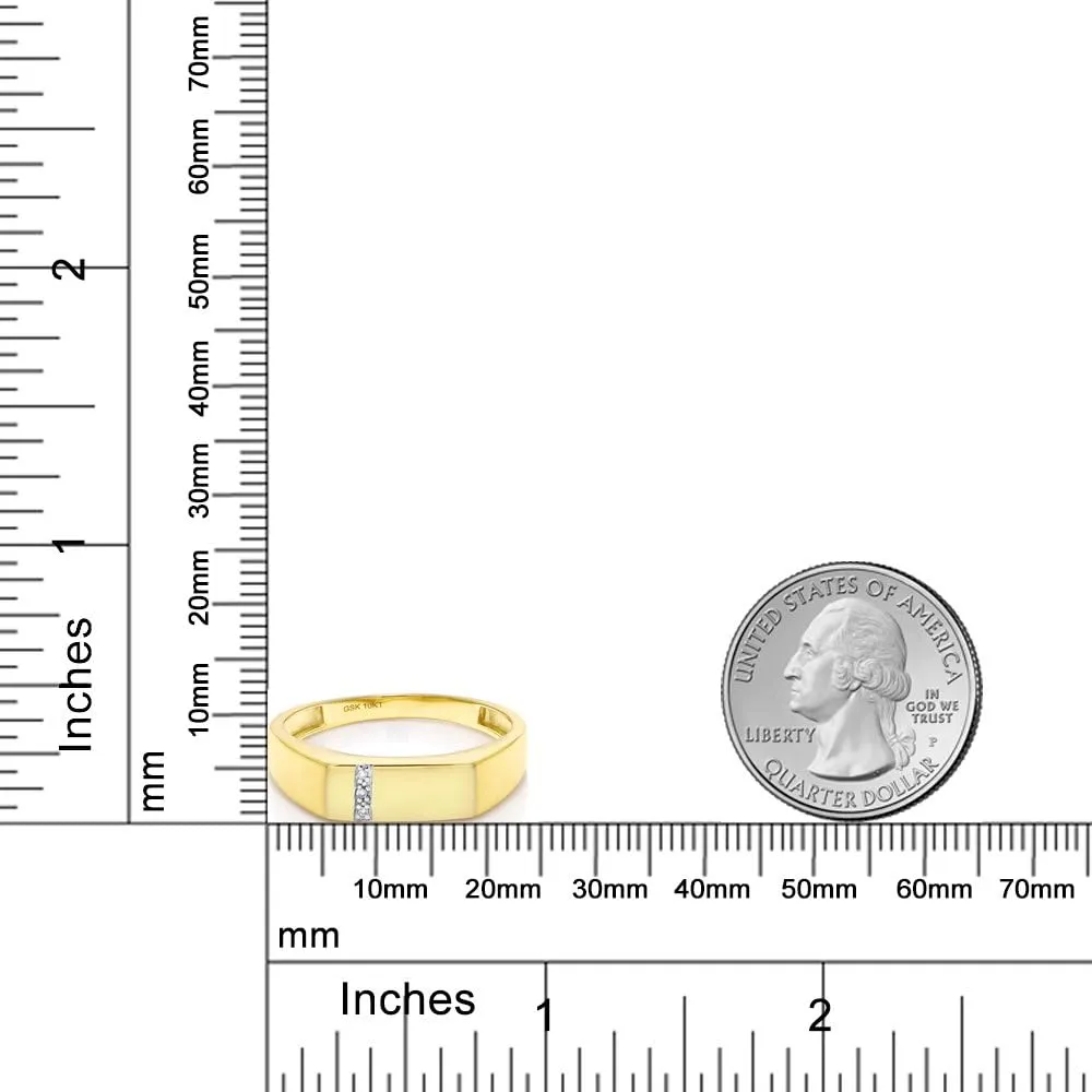 Gem Stone King Men's 10K Solid Yellow Gold White Diamond Wedding Anniversary Ring (Available In Size 7,8,9,10,11,12,13)