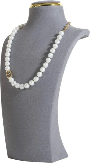 GemeShou Grey necklace display stands for selling, Velvet necklace storage organizer, Necklace mannequin jewelry bust holder for boutique storeGrey-Medium height 10.2 inch