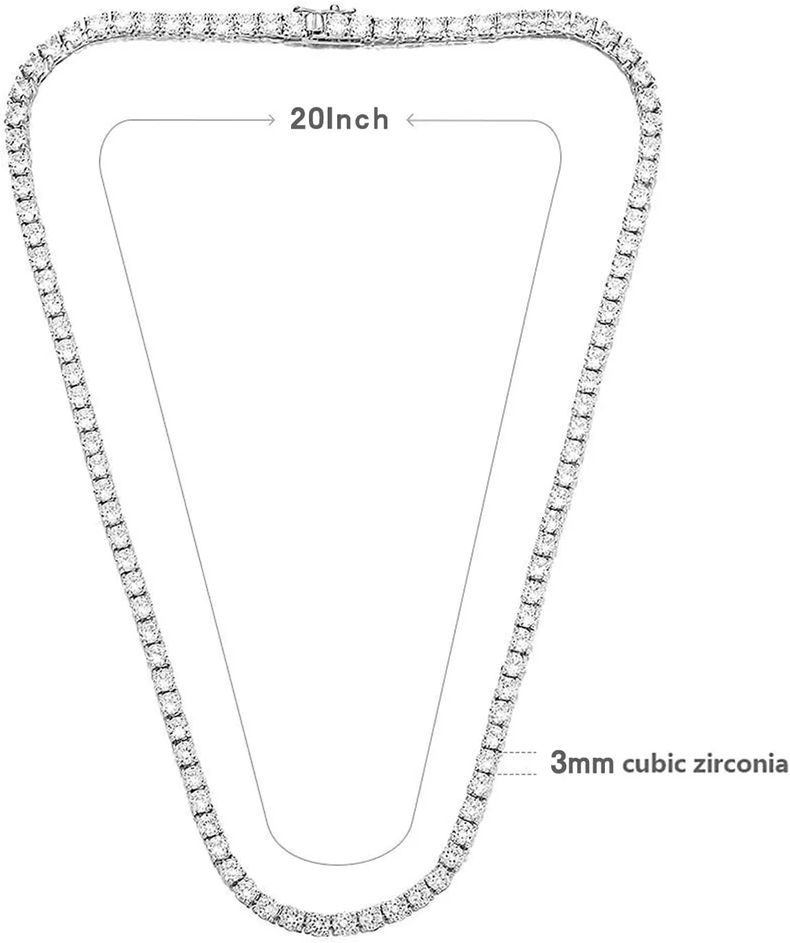 Gemsme 18K White/Yellow Gold Plated 3.0mm Round Cubic Zirconia Classic Tennis Necklace For Women 16-24 Inches