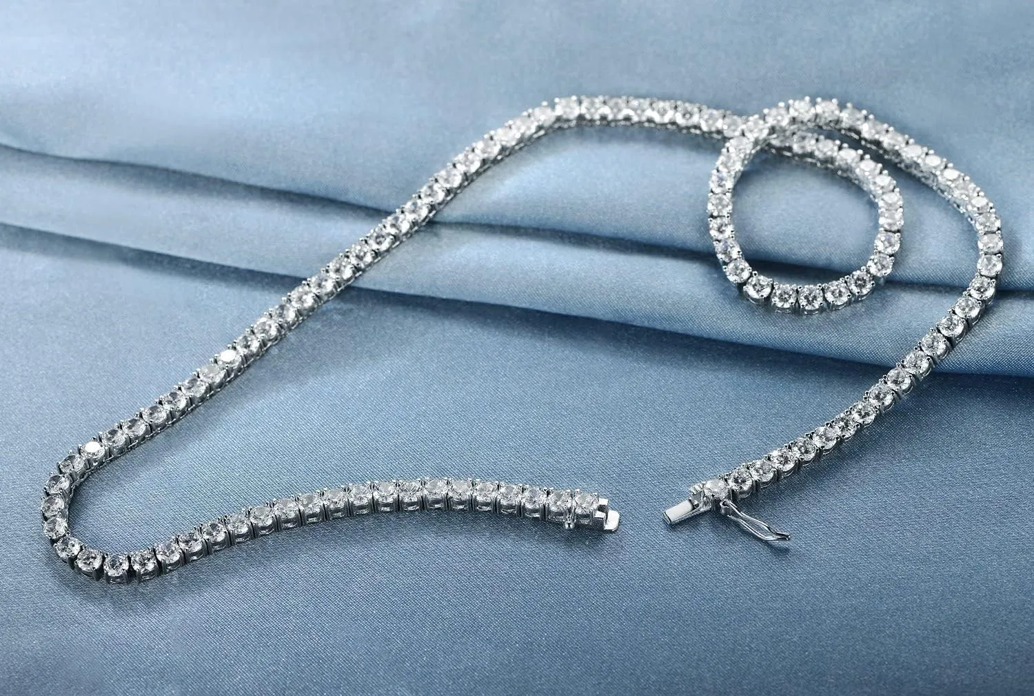 Gemsme 18K White/Yellow Gold Plated 3.0mm Round Cubic Zirconia Classic Tennis Necklace For Women 16-24 Inches