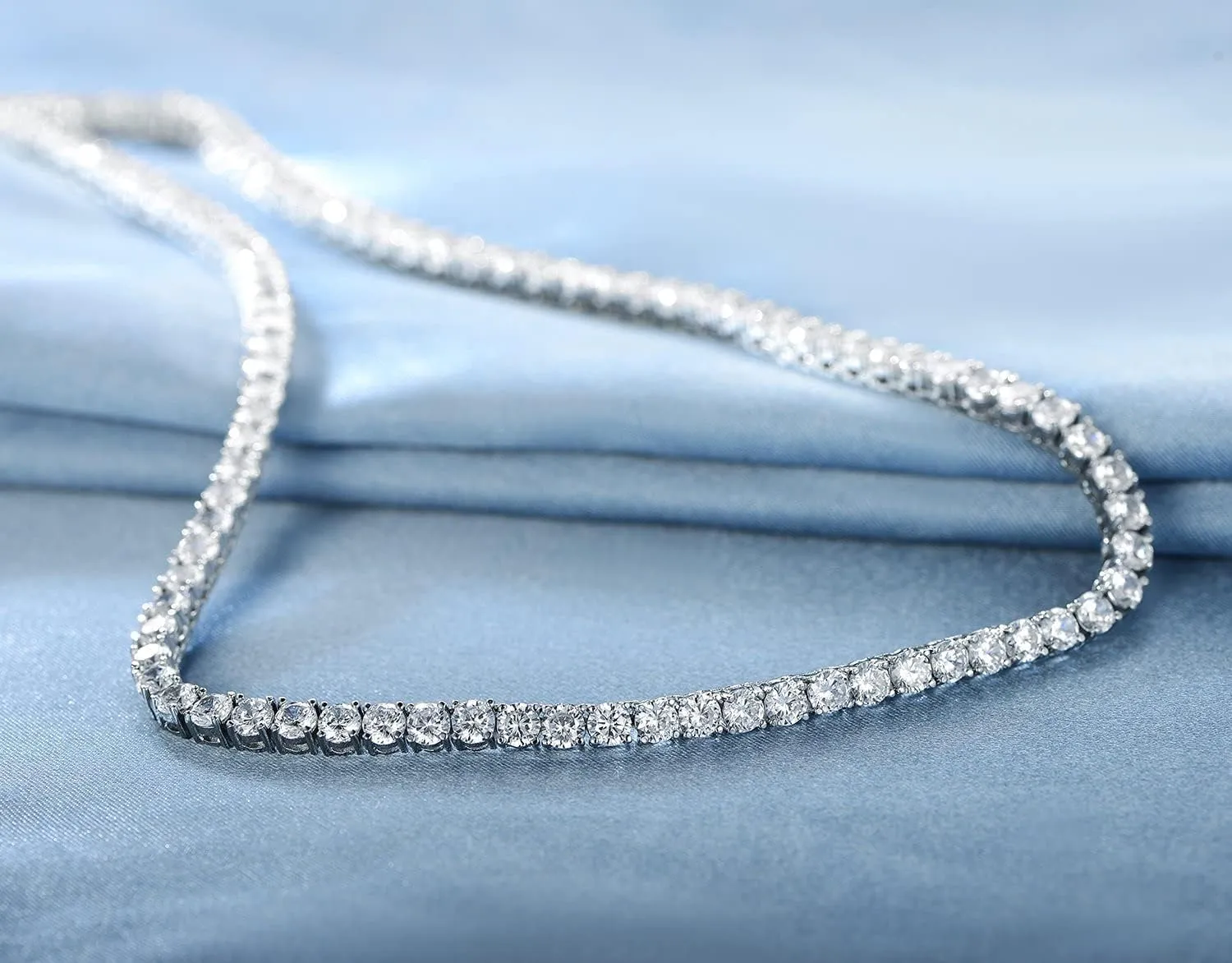 Gemsme 18K White/Yellow Gold Plated 3.0mm Round Cubic Zirconia Classic Tennis Necklace For Women 16-24 Inches