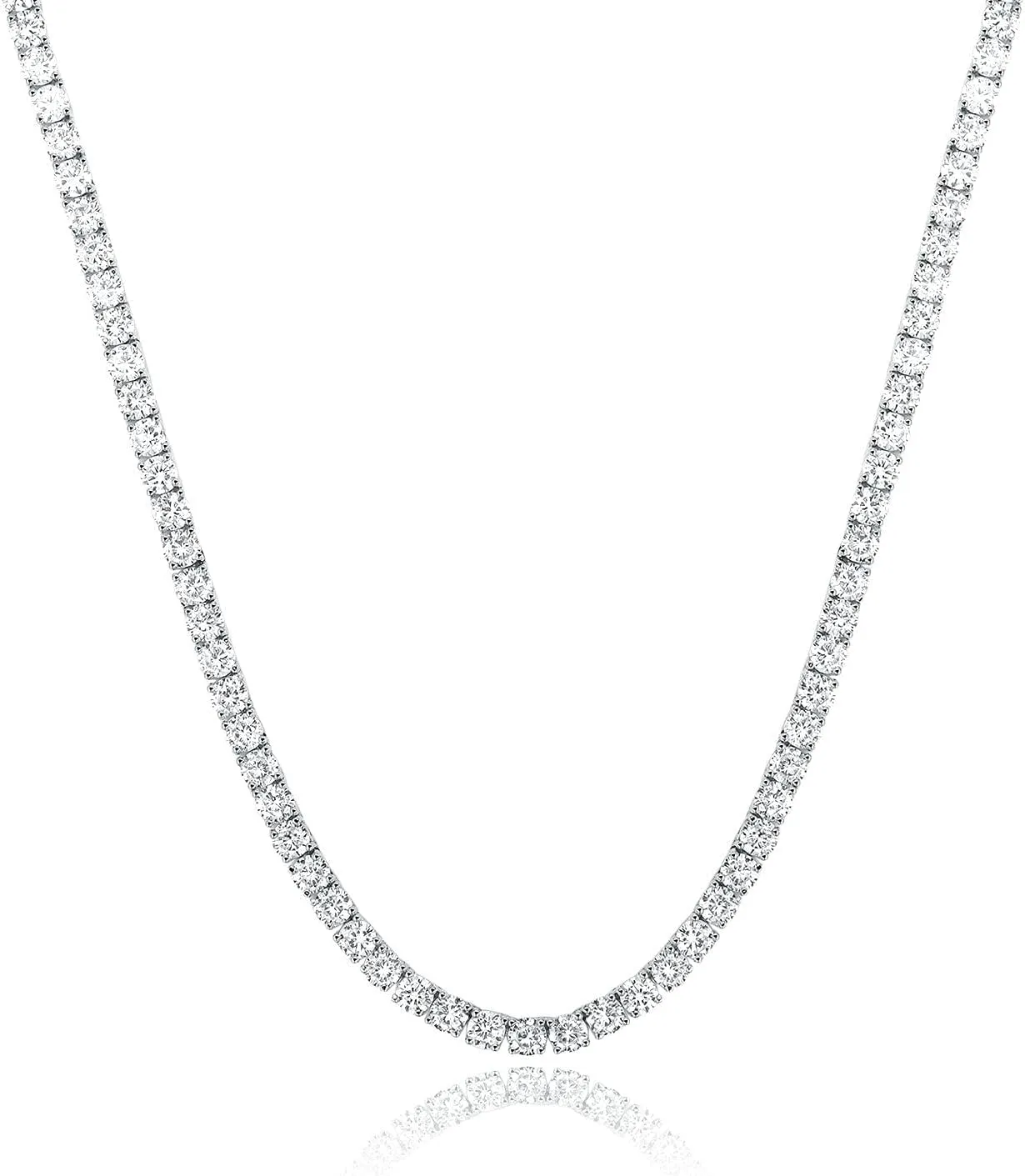 Gemsme 18K White/Yellow Gold Plated 3.0mm Round Cubic Zirconia Classic Tennis Necklace For Women 16-24 Inches