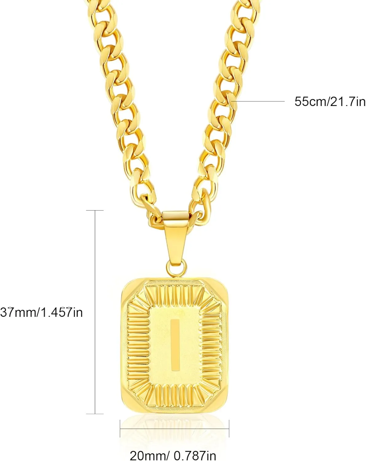 Gemsme Initial A-Z Letter Pendant Necklace Mens Womens Capital Letter 18K Yellow Gold Plated Stainless Steel Box Chain Personalizd Name Necklace for Women 22inch