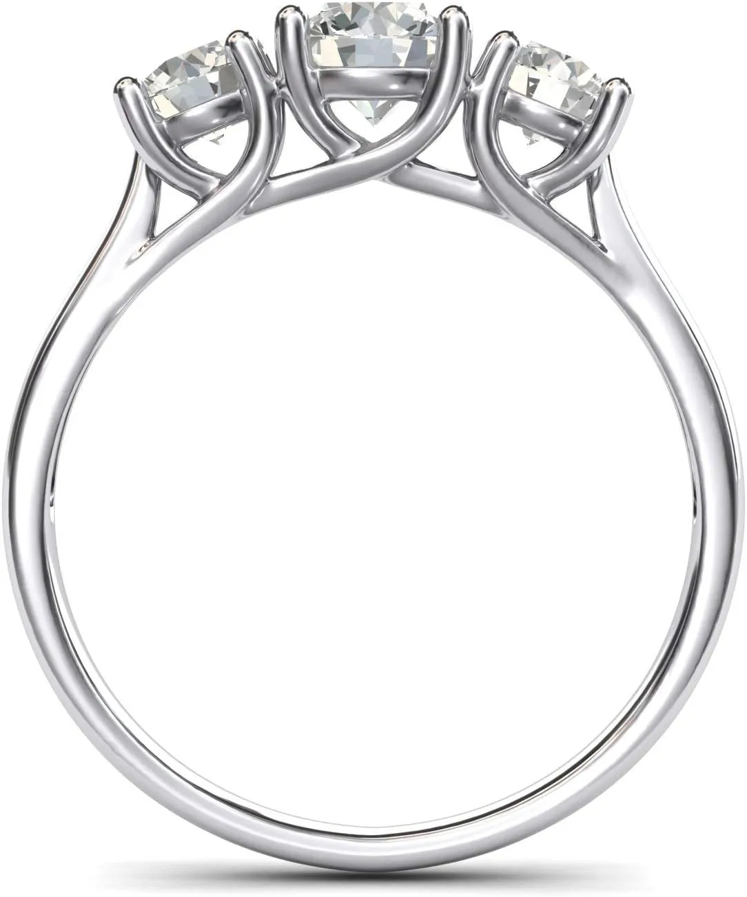 Genuine Moissanite Fine 14k White Gold Three Stone Trellis Simulated Diamond Ring Promise Engagement ring 2.0ctw