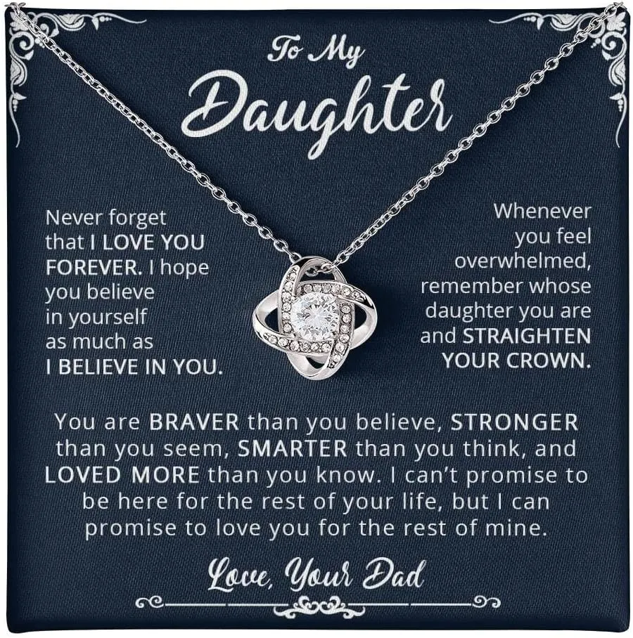 Gifts For Daughter Birthday Message Card and Box Meaning Forever Love Necklace From Mom or Dad Jewelry Charm Present By GLAVICY