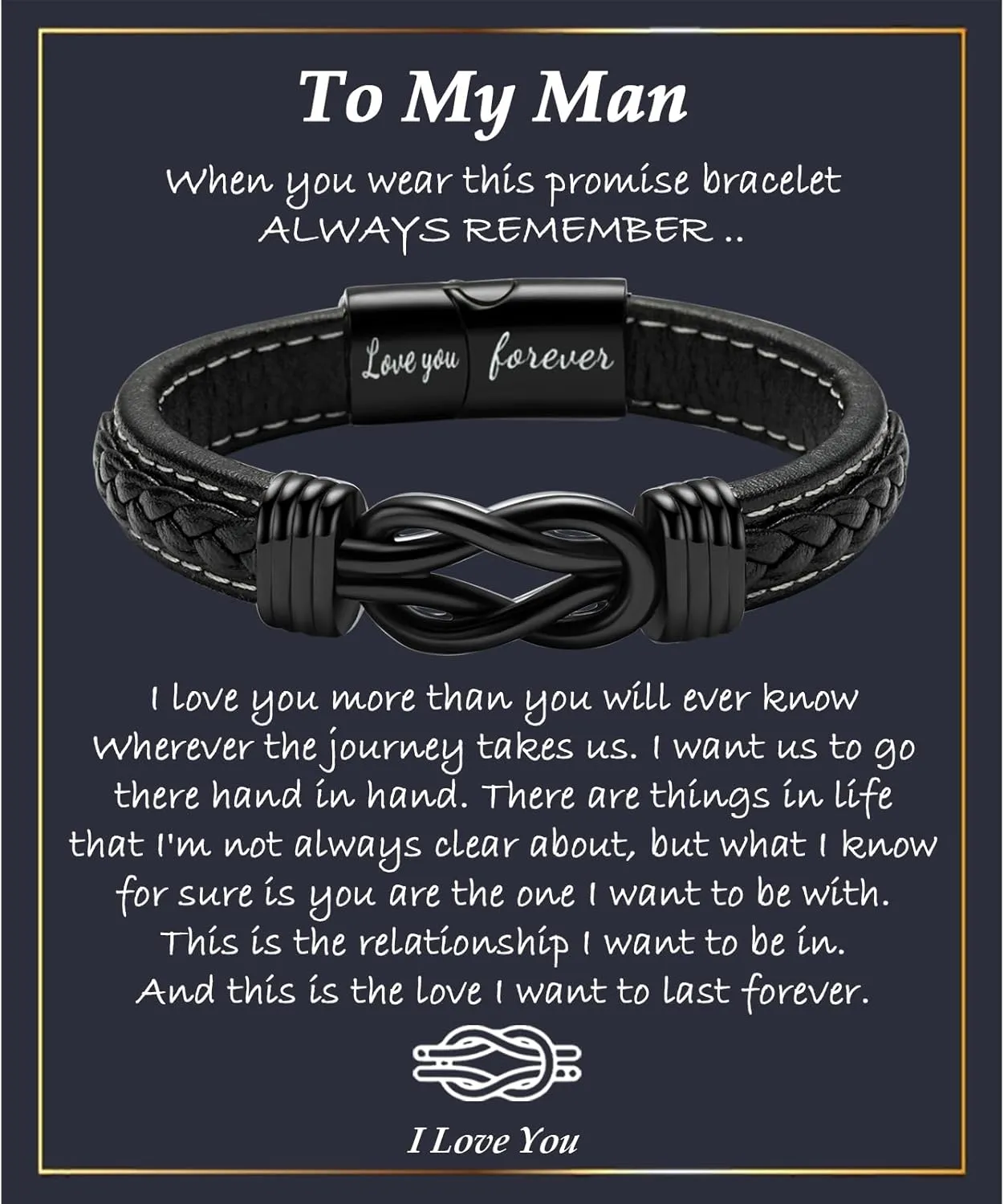 Gifts for Men Him Husband Boyfriend Dad Son Grandson Nephew, Cool Love Infinity Leather Bracelets Fathers Day Ideas Present Gift for Birthday Anniversary Retirement Christmas