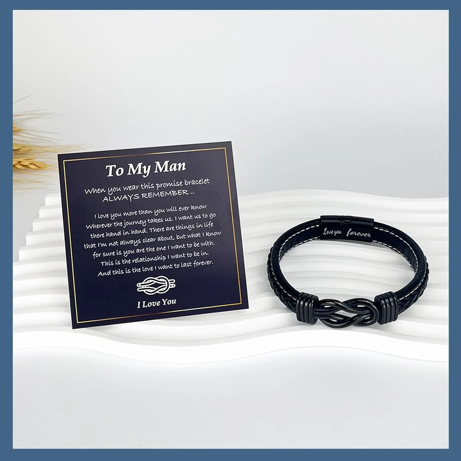 Gifts for Men Him Husband Boyfriend Dad Son Grandson Nephew, Cool Love Infinity Leather Bracelets Fathers Day Ideas Present Gift for Birthday Anniversary Retirement Christmas
