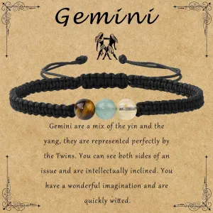 GolbalJew Zodiac Bracelets for Women Healing Crystal Stone 6mm Beads Bracelet Birthday Zodiac Gifts Horoscope Spiritual Bracelet