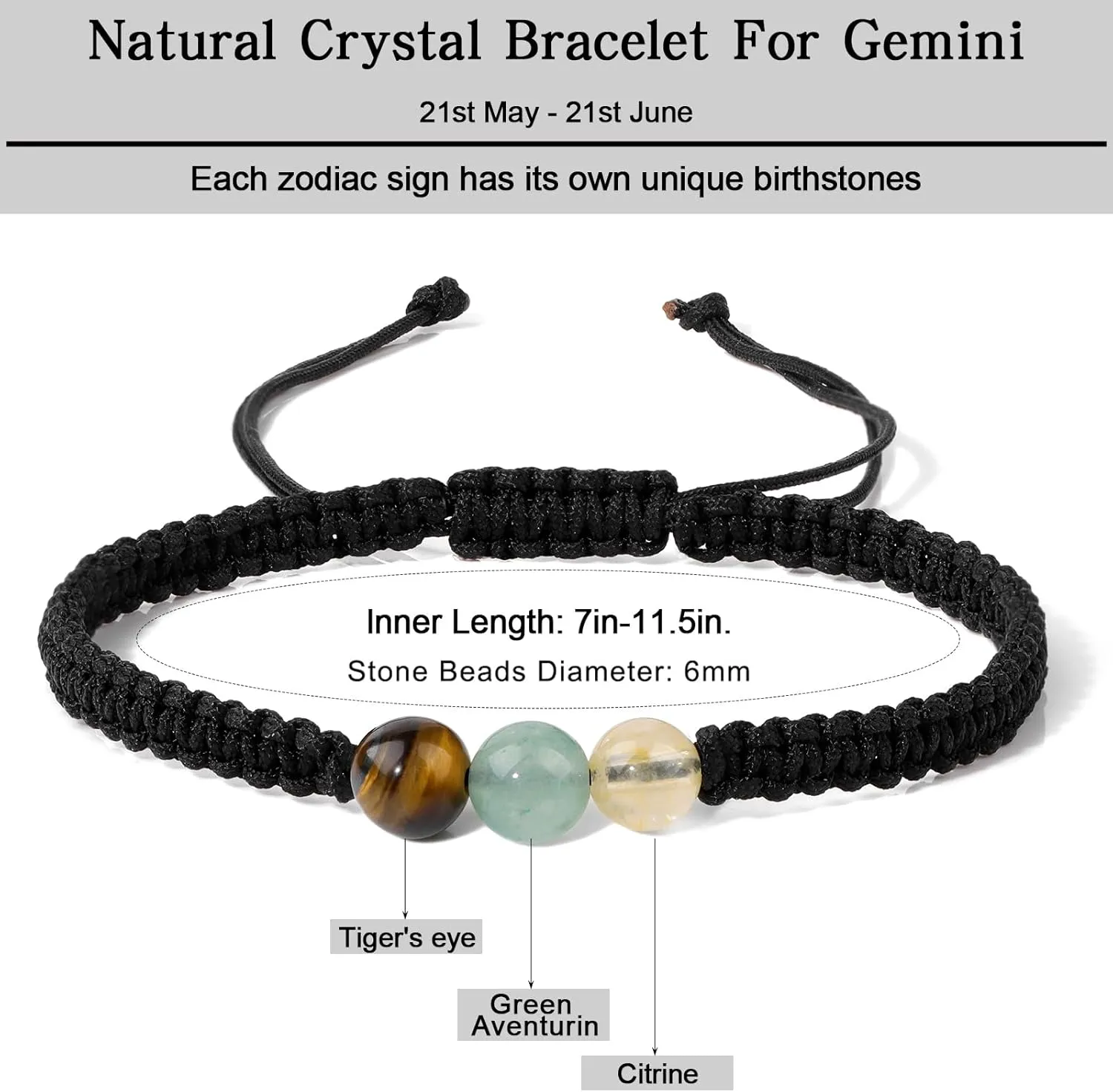 GolbalJew Zodiac Bracelets for Women Healing Crystal Stone 6mm Beads Bracelet Birthday Zodiac Gifts Horoscope Spiritual Bracelet