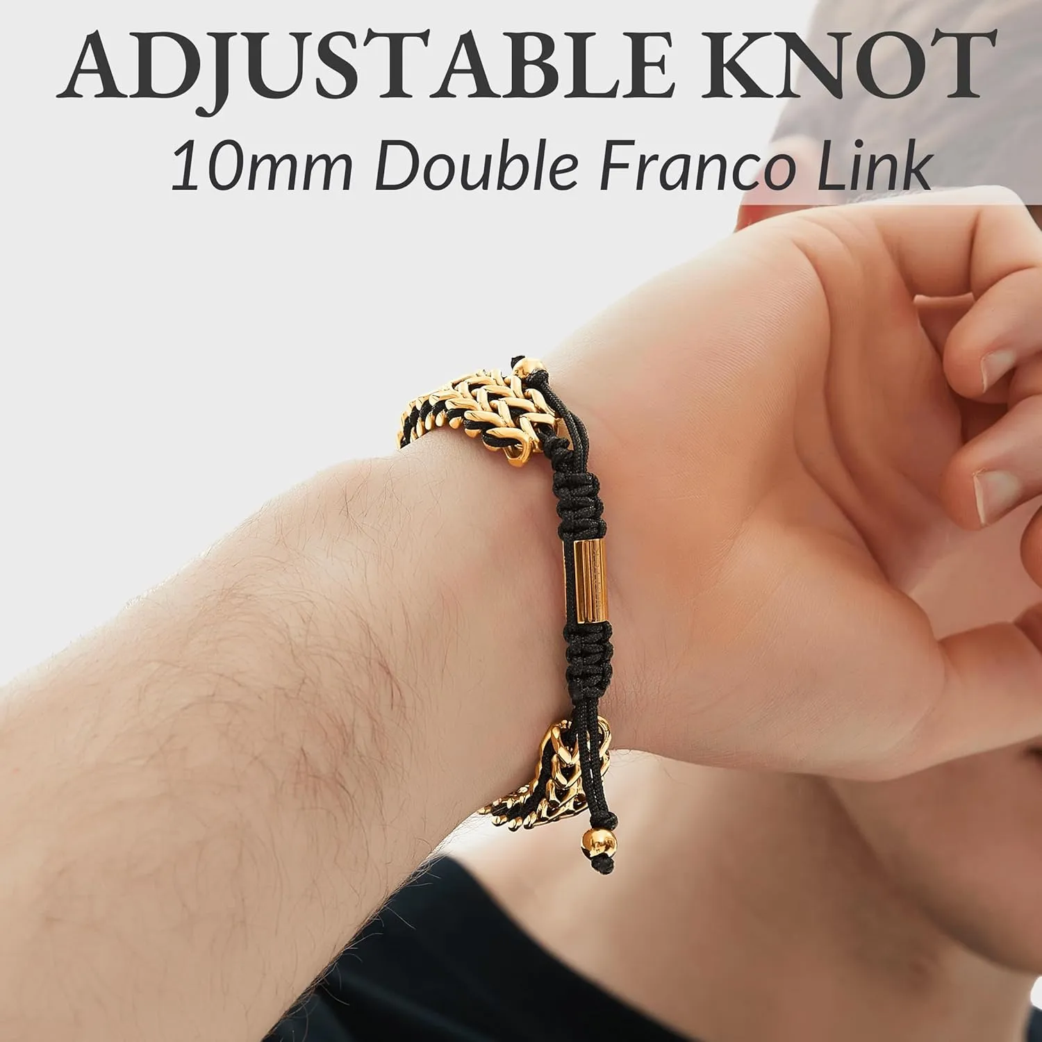 Gold Bracelets for Men 18K Gold Plated Franco Link Chain Stainless Steel Bracelet Adjustable Bracelet Men Non Tarnish Mens Jewelry Birthday Gift