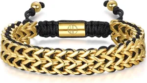 Gold Bracelets for Men 18K Gold Plated Franco Link Chain Stainless Steel Bracelet Adjustable Bracelet Men Non Tarnish Mens Jewelry Birthday Gift