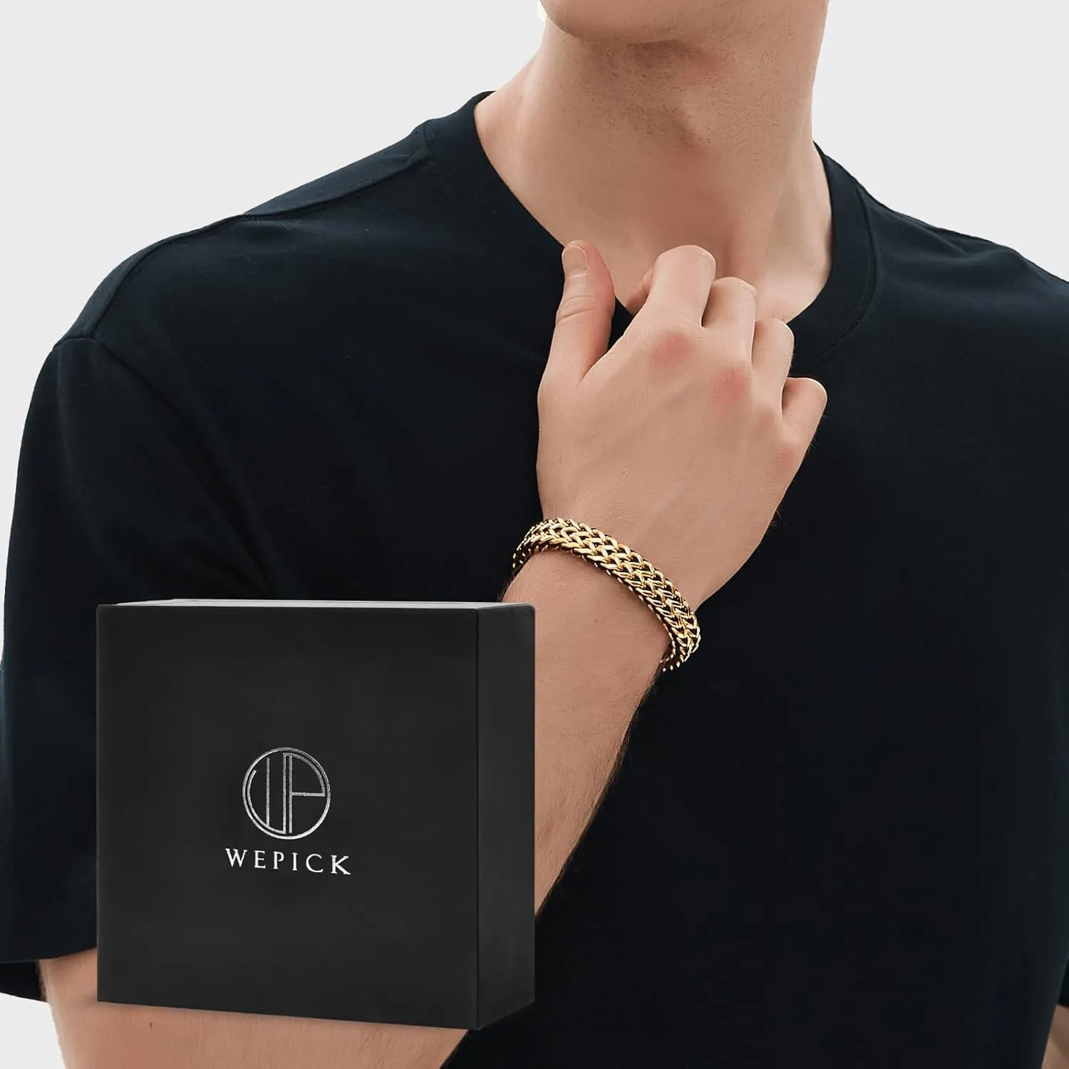 Gold Bracelets for Men 18K Gold Plated Franco Link Chain Stainless Steel Bracelet Adjustable Bracelet Men Non Tarnish Mens Jewelry Birthday Gift
