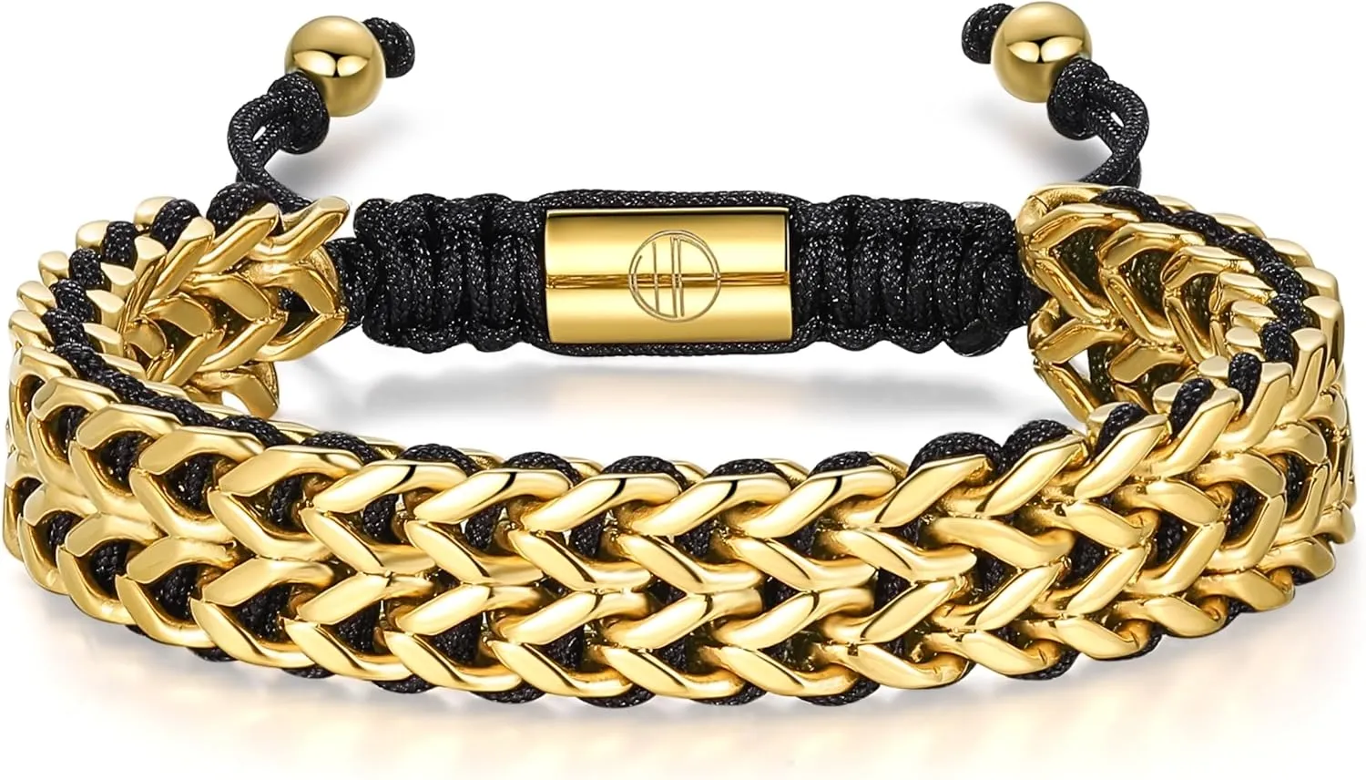 Gold Bracelets for Men 18K Gold Plated Franco Link Chain Stainless Steel Bracelet Adjustable Bracelet Men Non Tarnish Mens Jewelry Birthday Gift