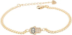 Gold Evil Eye Hamsa Hand Bracelet Dainty 14K White Gold Plated Link Bracelets for Women Non Tarnish