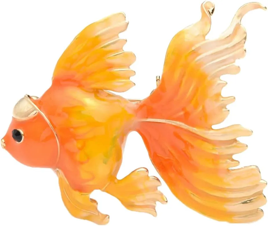 Gold Fish Brooches Women Christmas Metal Fish Enamel Banquet Brooch Pins