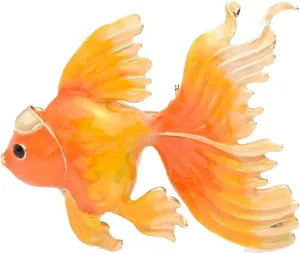Gold Fish Brooches Women Christmas Metal Fish Enamel Banquet Brooch Pins