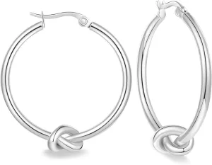 Gold Hoop Earrings for Women - Large Knot Hoops, Statement Knot Hoops - Hypoallergenic, Lightweight, Trendy Jewelry - Gift 30mm, 40mm, 50mm - Gold and Silver