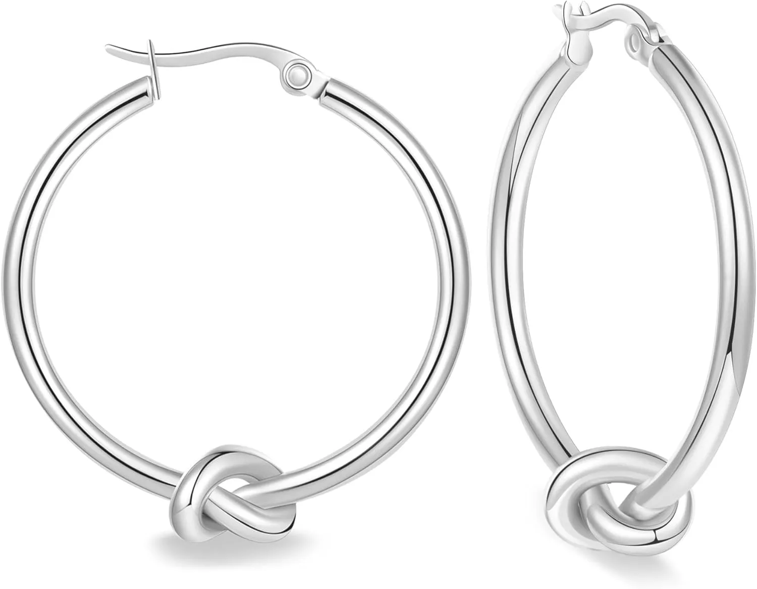 Gold Hoop Earrings for Women - Large Knot Hoops, Statement Knot Hoops - Hypoallergenic, Lightweight, Trendy Jewelry - Gift 30mm, 40mm, 50mm - Gold and Silver
