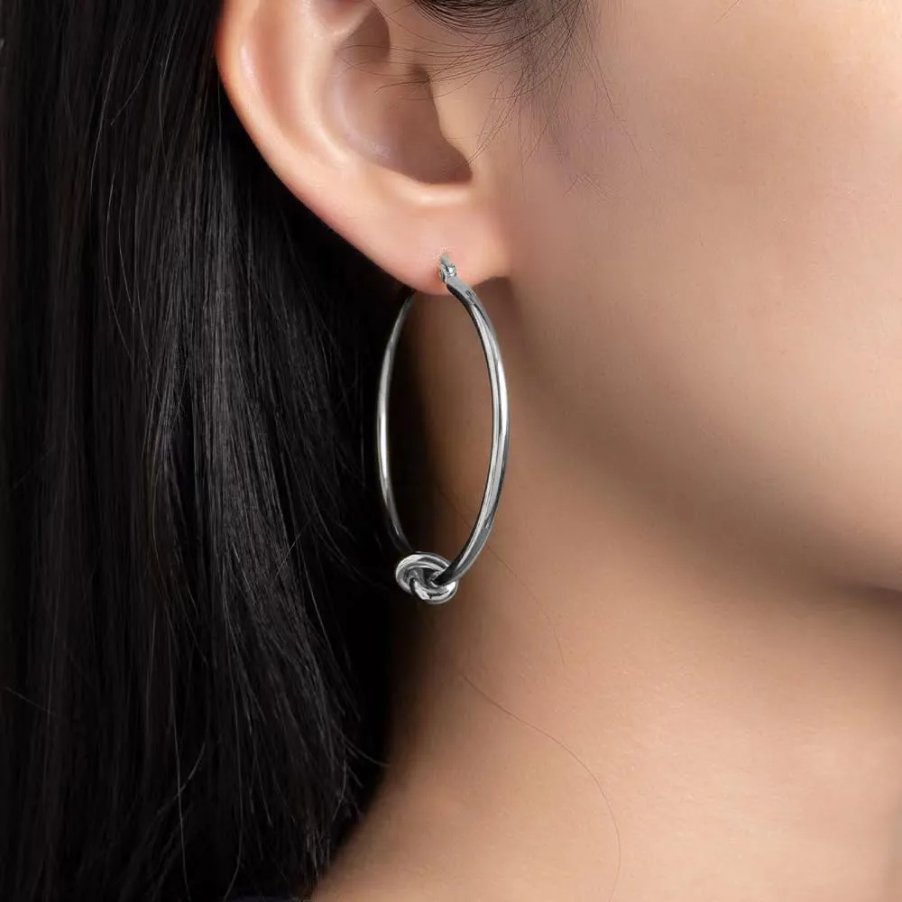 Gold Hoop Earrings for Women - Large Knot Hoops, Statement Knot Hoops - Hypoallergenic, Lightweight, Trendy Jewelry - Gift 30mm, 40mm, 50mm - Gold and Silver