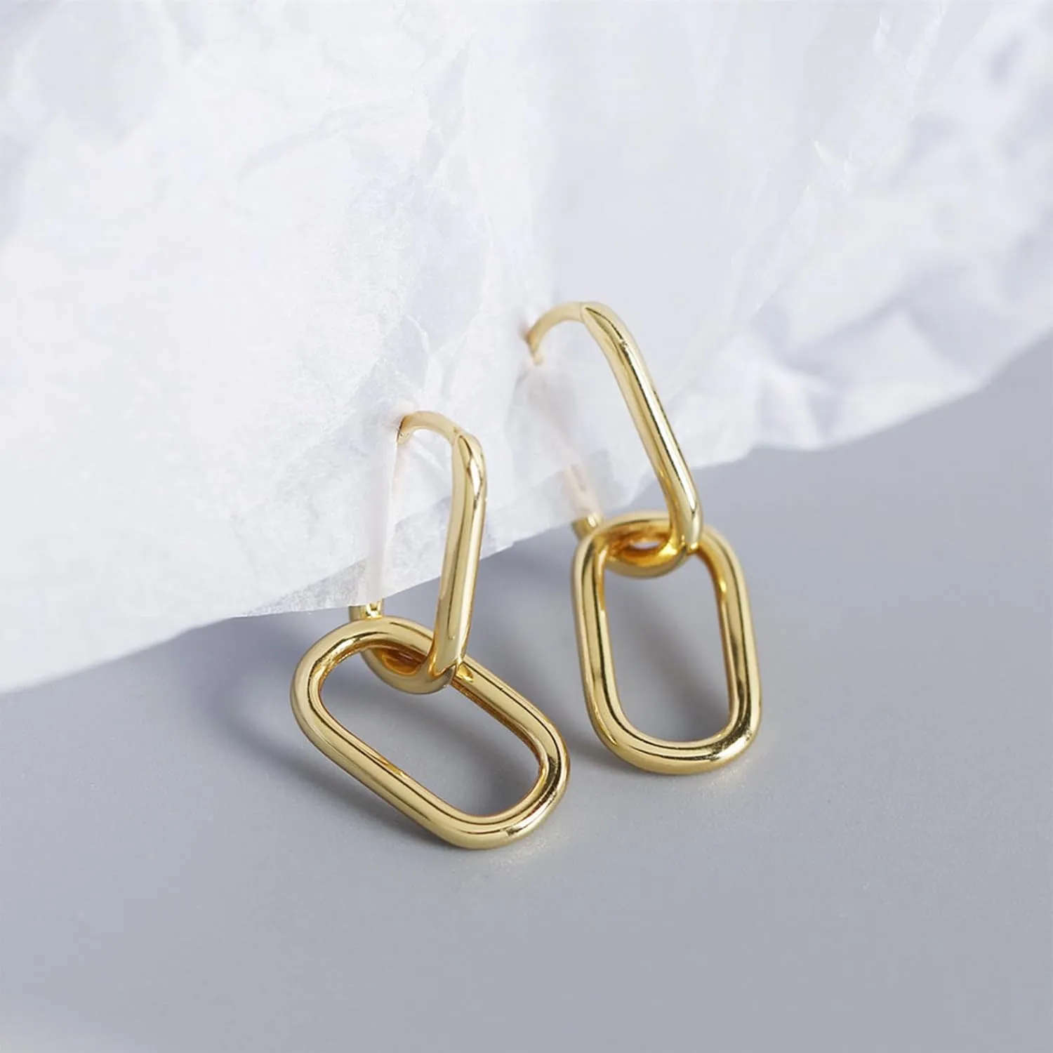 Gold Hoop Earrings Set for Women Chunky Hypoallergenic Open Huggie Hoops Earring Plated Stack Earring Lightweight Trendy Small Cute for Multiple Piercing