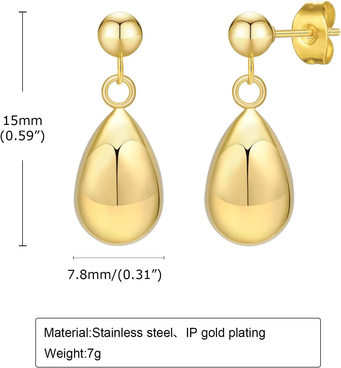 Gold Hoop Teardrop Earrings for Women, Lightweight Dupes Earrings Open Hoops Waterdrop 14K Golden Plated Stud Earrings Trendy Jewelry Chunky Drop Dangle Earrings for Women Girls