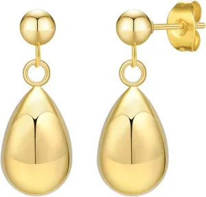 Gold Hoop Teardrop Earrings for Women, Lightweight Dupes Earrings Open Hoops Waterdrop 14K Golden Plated Stud Earrings Trendy Jewelry Chunky Drop Dangle Earrings for Women Girls