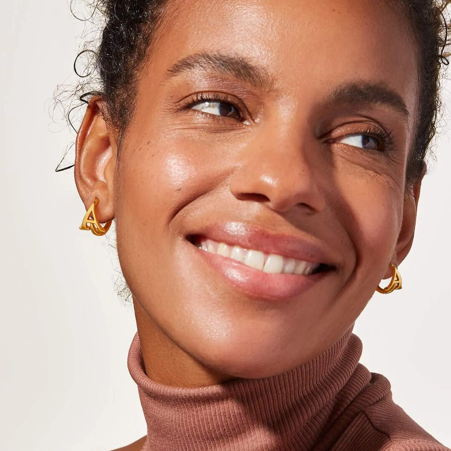 Gold Initial Earring 14K Gold Plated Dainty Tiny Diamond Cubic Zirconia Inlay Alphabet Letter Name A To Z Charm Drop Dangle Huggie Hoop Earrings Delicate Jewelry