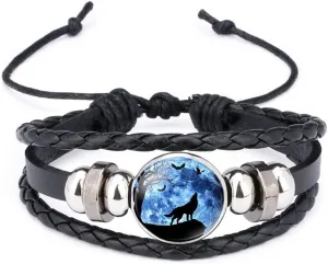 Gooey Adjustable Wolf Braided Leather Bracelet - Cute Bangle Bracelets for Women, The Pretty Gifts for Women