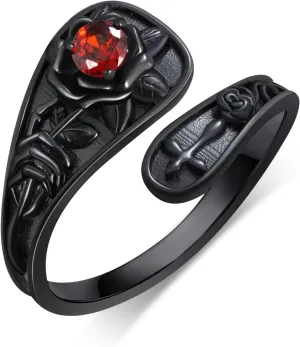 Gothic Rings for Women 925 Sterling Silver Skeleton Spoon Ring Adjustable Skull Rings for Women Gothic Jewelry Gifts for Women Men