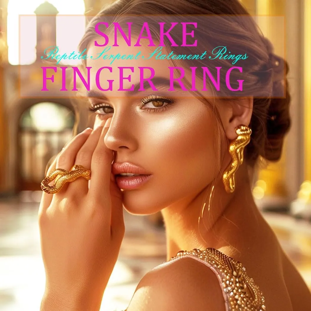 GRAEEN Vintage Snake Knuckle Statement Stackable Ring Reptile Serpent Band Halloween Jewelry for Women