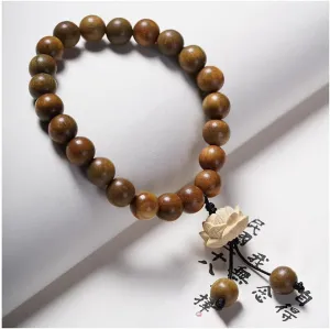 Green Sandalwood Bracelet Lotus Pendant Wood Mala Beads Meditation Prayer Beads Bracelets for Men Women