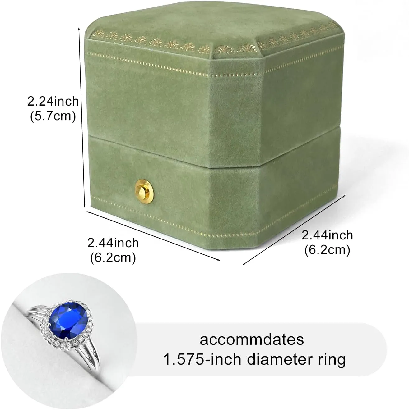 Green Velvet Ring Box for Proposal,Ring Case for Wedding Day,Sturdy Earring Box,Jewelry Box,Engagement Box,Gift Boxes, Ideal for Brides