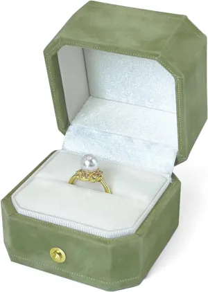 Green Velvet Ring Box for Proposal,Ring Case for Wedding Day,Sturdy Earring Box,Jewelry Box,Engagement Box,Gift Boxes, Ideal for Brides
