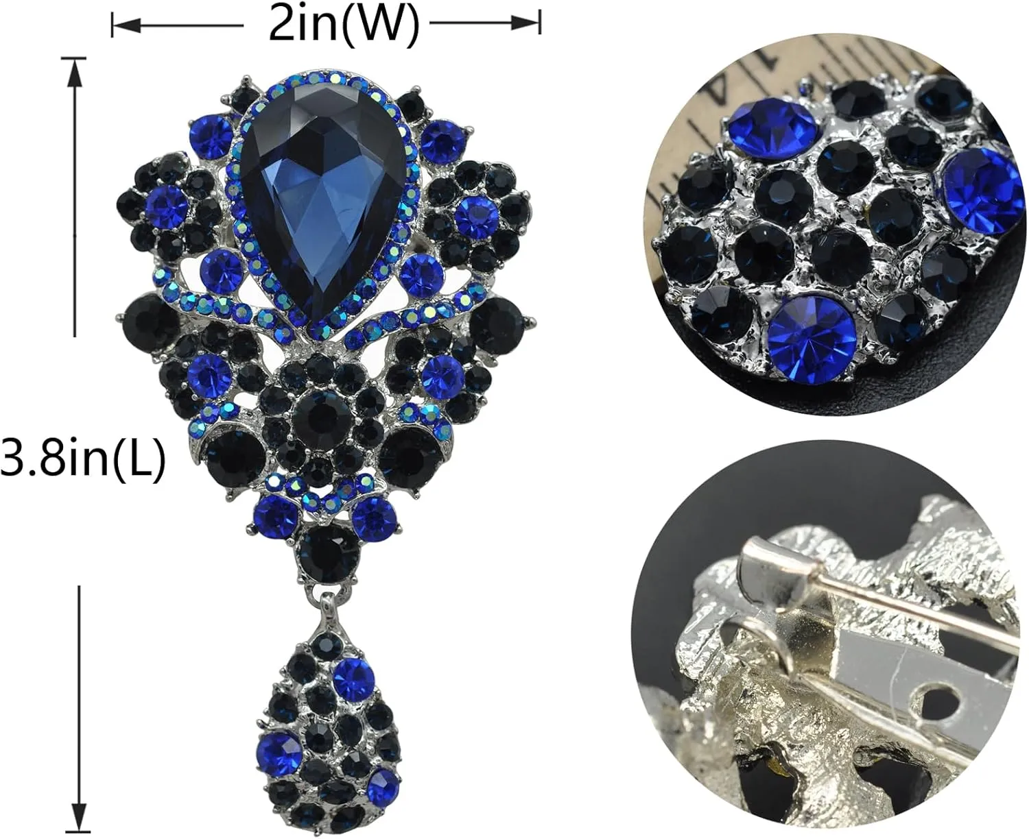 Gyn&Joy Women's Austrian Crystal Bouquet Flower Teardrop Large Gorgeous Brooch Pin