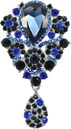 Gyn&Joy Women's Austrian Crystal Bouquet Flower Teardrop Large Gorgeous Brooch Pin
