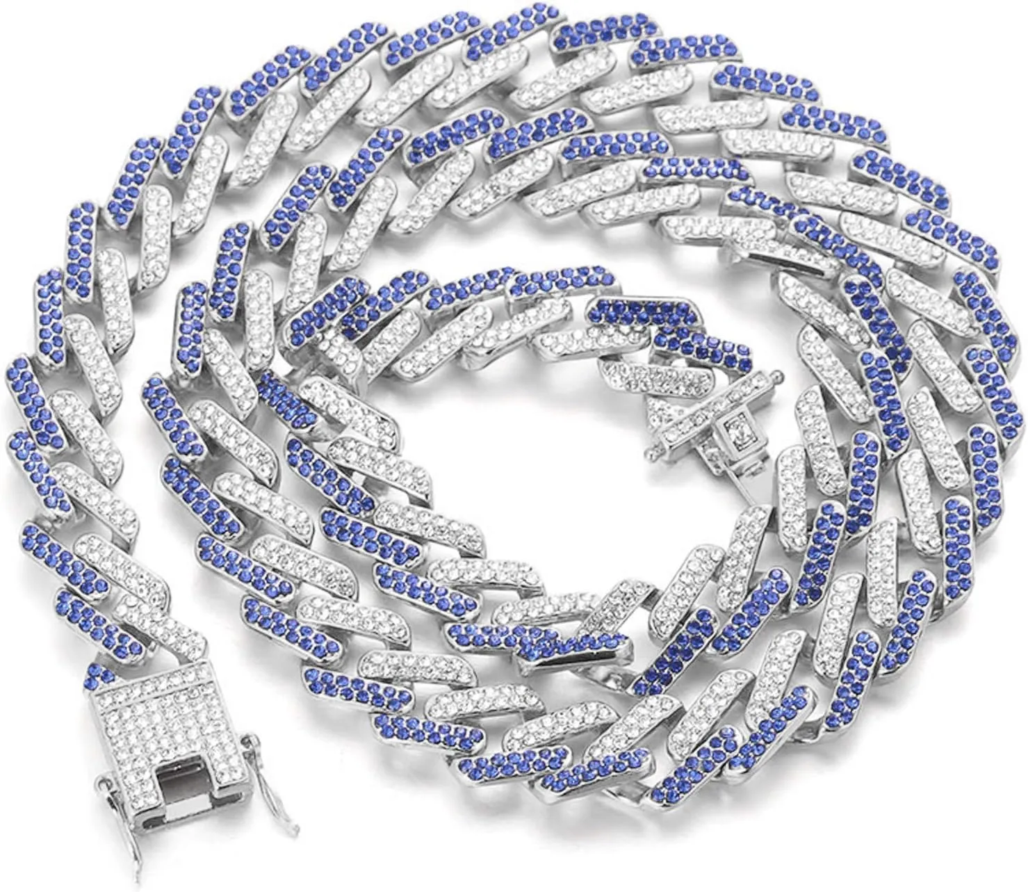 Halukakah Cuban Link Chain for Men FUJI - 13MM Iced Out Diamond Gold Chain - 18k Real Gold Plated/Platinum White Gold Finish Necklace - Hand Set Multicolor Lab Diamonds - Gift for Him